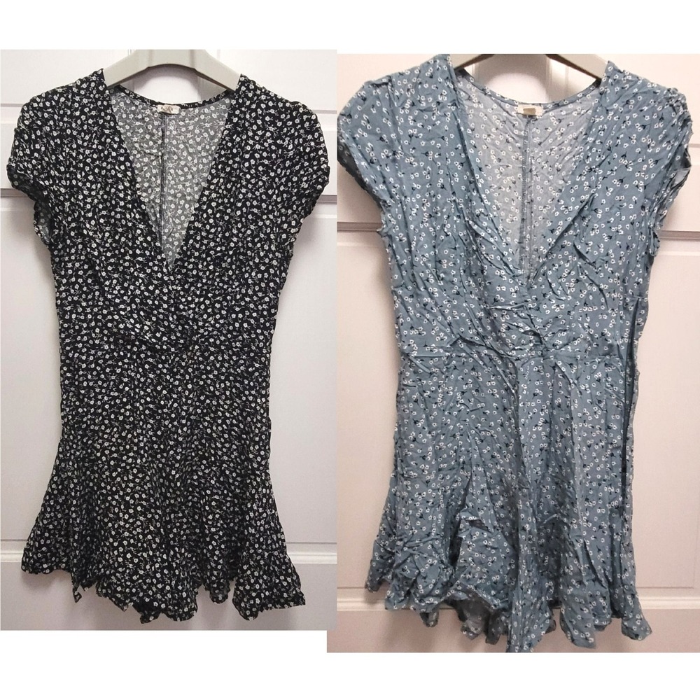 2‎ Garage Women's 100% Viscose Faux Wrap Romper Shorts - Ditsy Floral - Medium